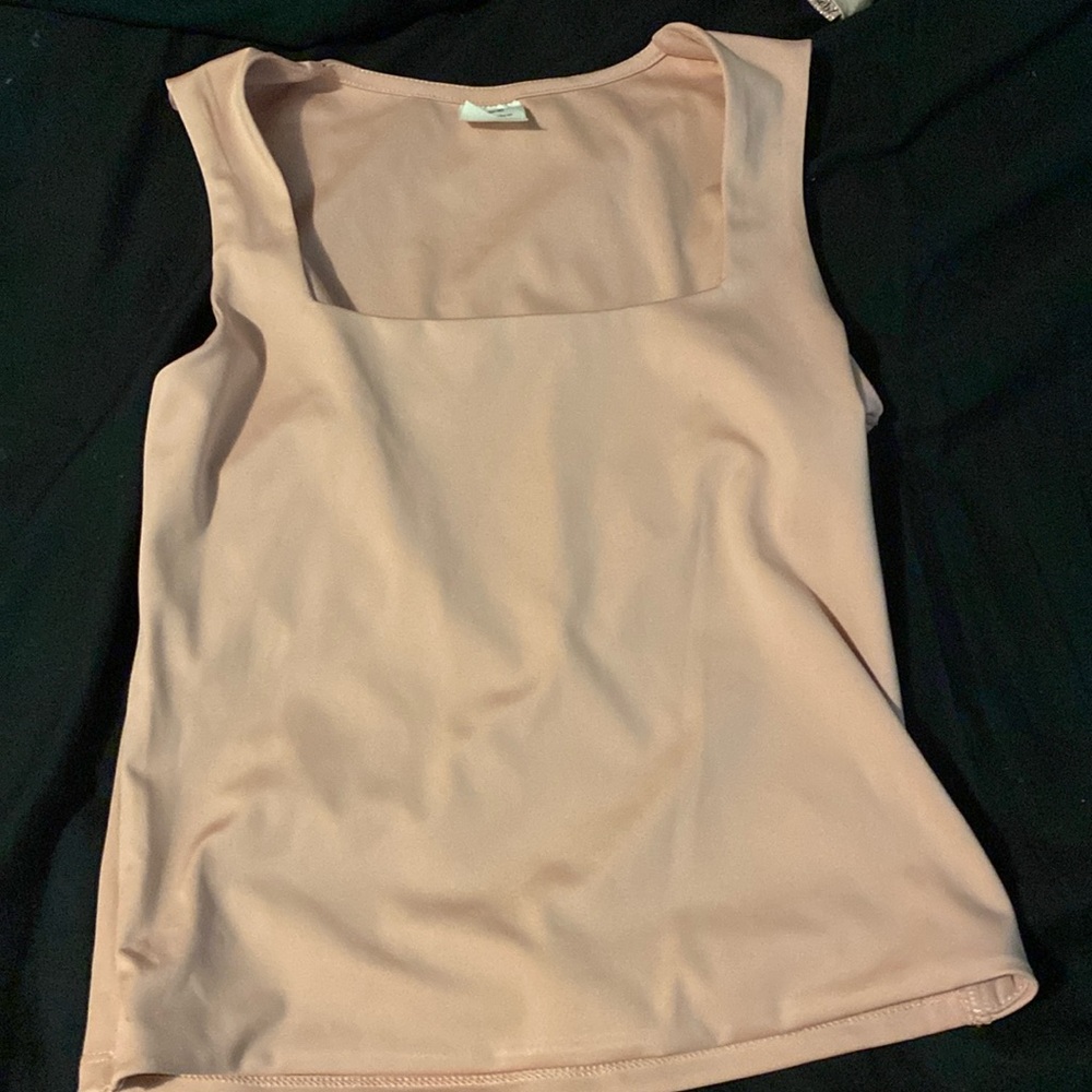 Pink square neck tank top